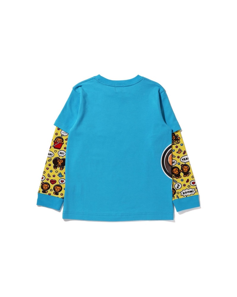 Hauts Bape Baby Milo Speech Balloon Layered L/S Bleu Enfant | XLQ-93924006